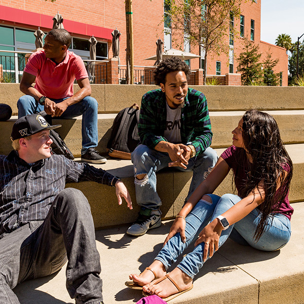 Assortment of students at the amphitheater