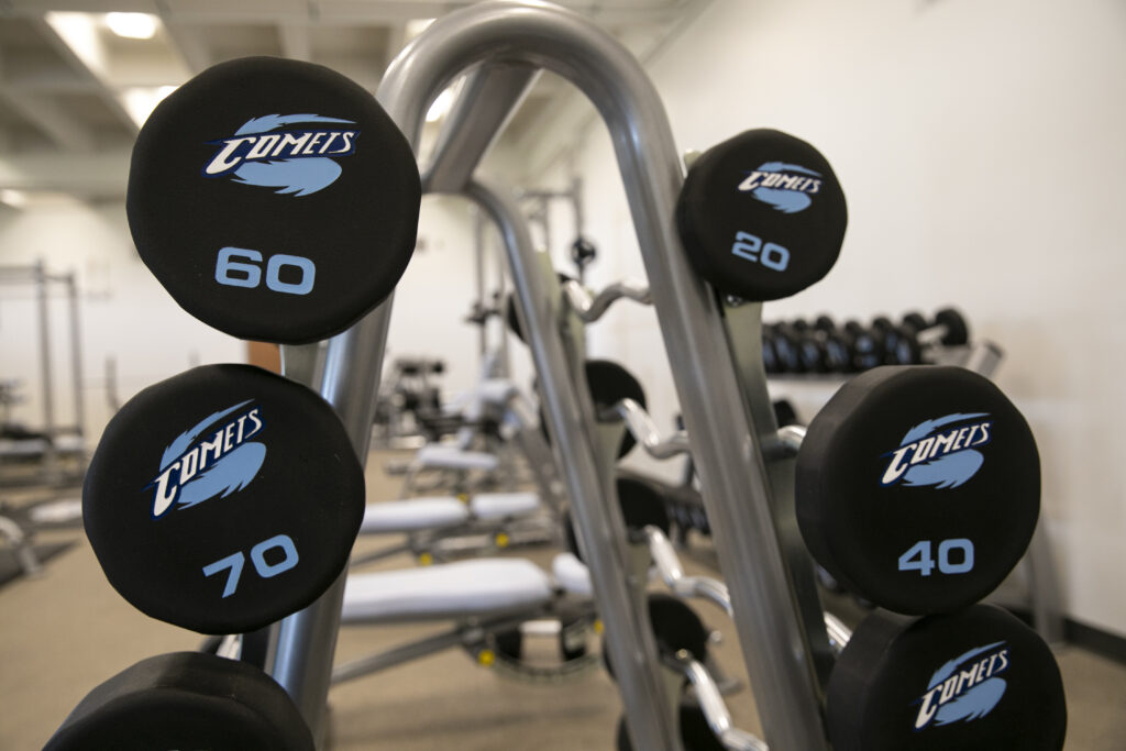 Dumbells on a rack